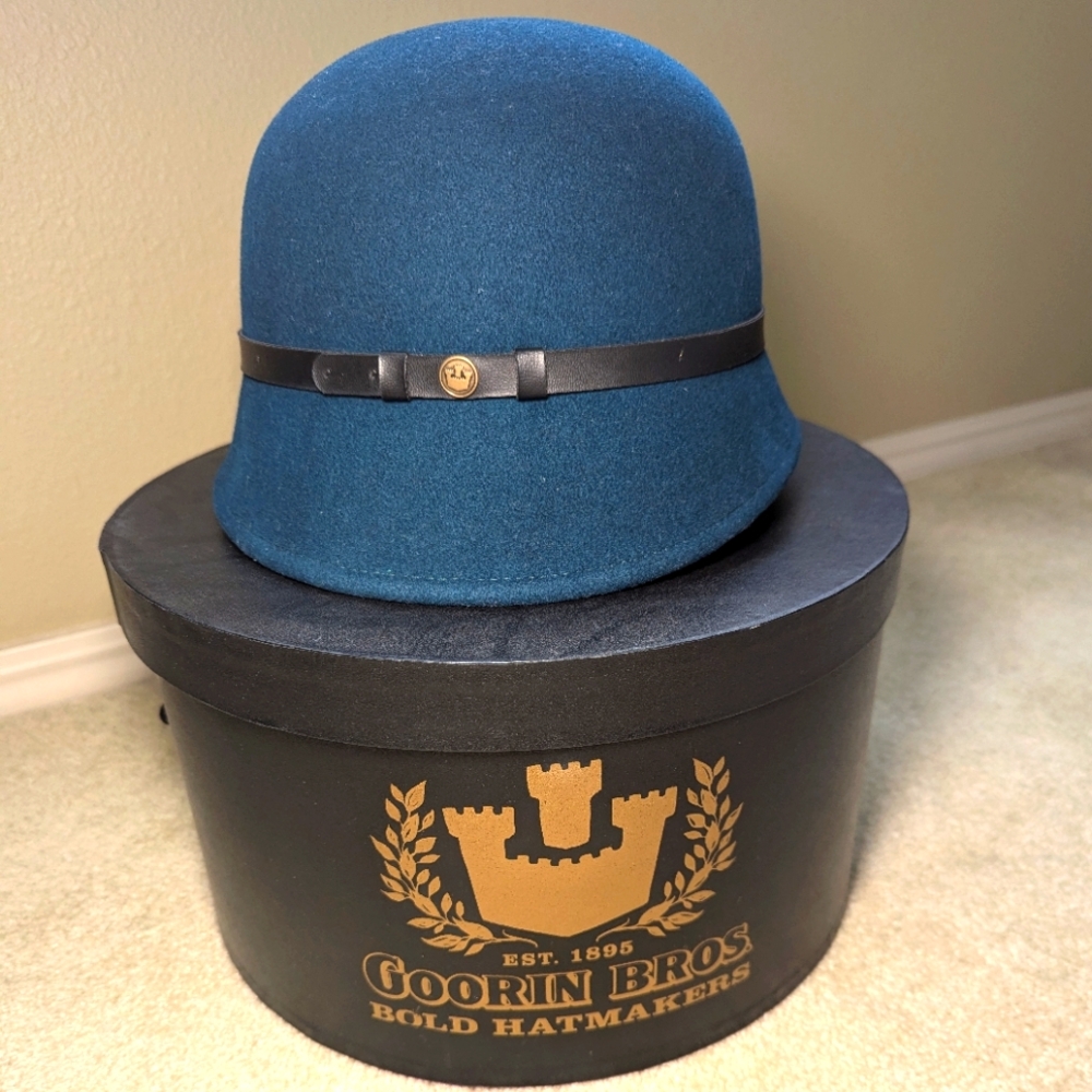 100% Wool cloche hat made by Goorin Bros